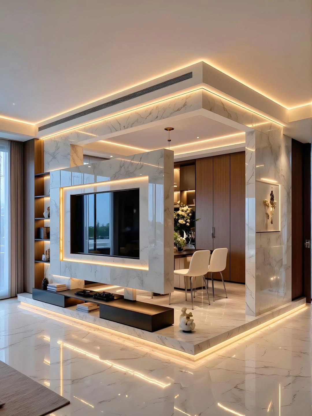 تصميم ركن تلفاز فاخر - بعد