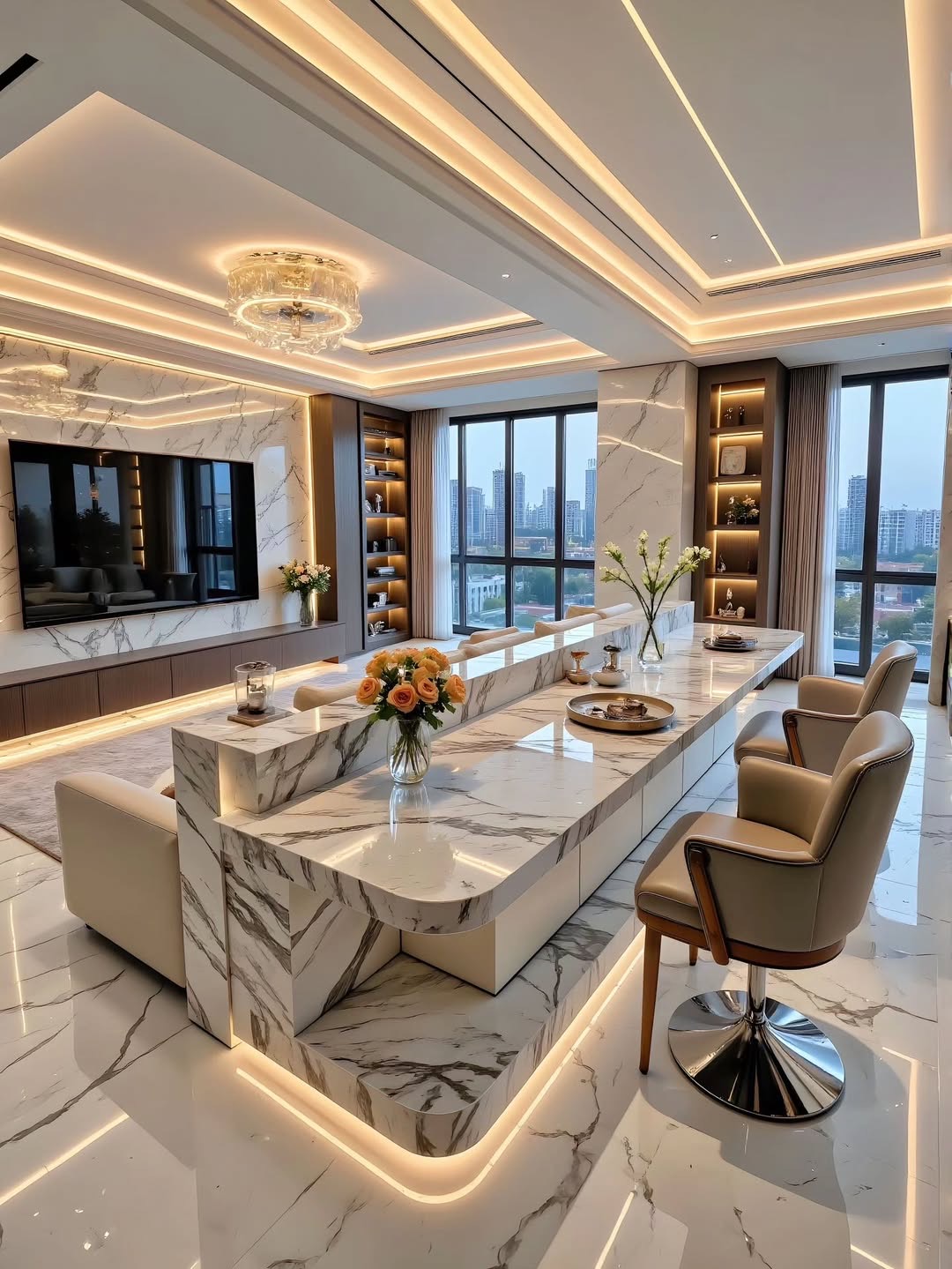 تحويل منصة خرسانية إلى بار رخامي فاخر - بعد